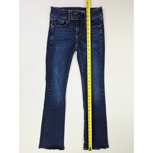 American Eagle Outfitters Size 00 Regular Womens 31" Inseam Kick Boot Blue Jeans - Picture 11 of 13